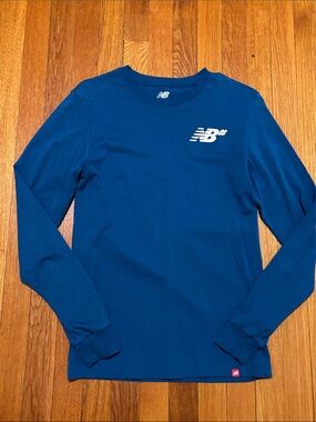 New Balance Men’s Long Sleeve Crew Tee - Deep Blue with White Logo
